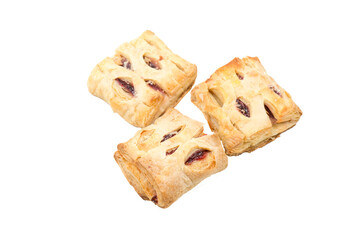 Puff pastry filled with plum jam baked white or with a transparent background