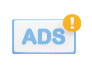 Ads icon render 3d illustration element