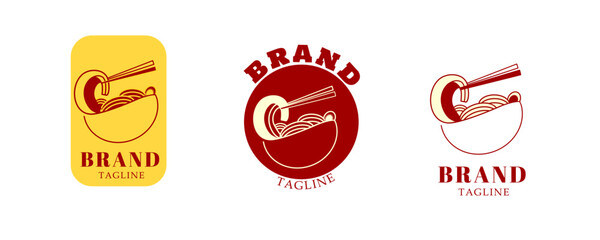 set bundle logo noodle and different style logo, and editable logo