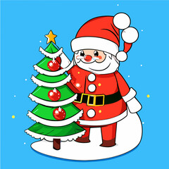 Santa Claus and the Festive Christmas Tree. 