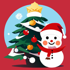 Santa Claus and the Festive Christmas Tree. 