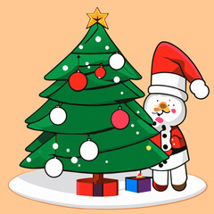 Santa Claus and the Festive Christmas Tree. 