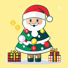 Santa Claus and the Festive Christmas Tree. 