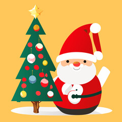 Santa Claus and the Festive Christmas Tree. 