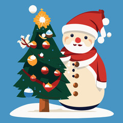 Santa Claus and the Festive Christmas Tree. 