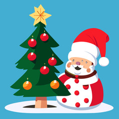 Santa Claus and the Festive Christmas Tree. 