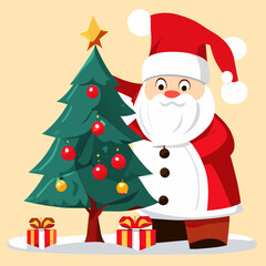 Santa Claus and the Festive Christmas Tree. 
