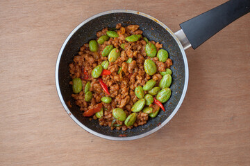 Street Food In Thailand, Stir fried Beef and curry paste
