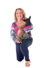 puppy malinois and woman