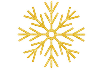 Christmas snowflake with golden glitter isolated on transparent background. - obrazy, fototapety, plakaty