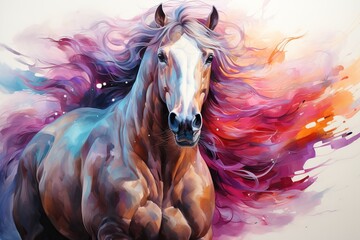 Obraz na płótnie Canvas watercolor painting horse