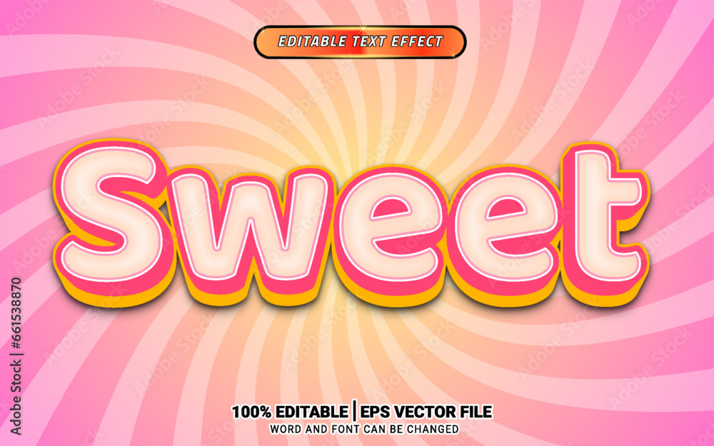 Wall mural pink sweet beauty 3d vector word art text effect editable template design