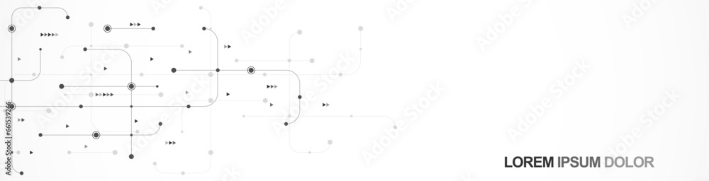 Poster digital technology concept with integrated circuit and network communication elements