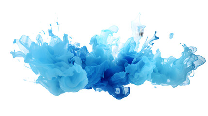 Blue powder explosion isolated on transparent background