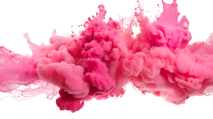 Pink powder explosion isolated on transparent background - obrazy, fototapety, plakaty