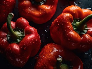 Fresh capsicum with water drops