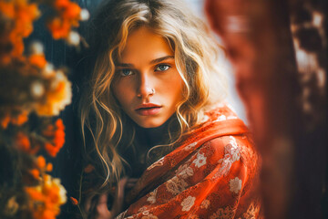 Portrait naturel d'une jeune fille blonde