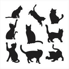 set of cats silhouettes