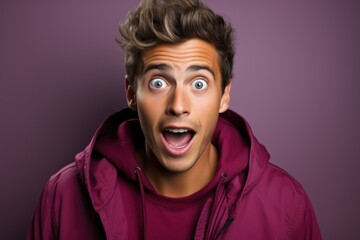 Young man displaying a surprised and astonished expression.