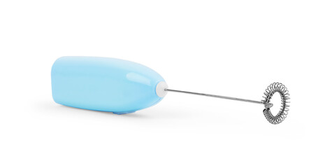 Coffee in a white flower pattern on the table in a coffee shop with a white background