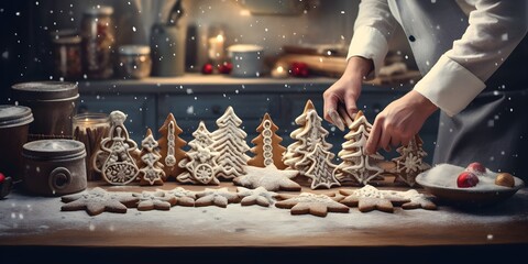 "Winter's Warmth: A Festive Kitchen Delight" | Background Design | Holiday Season | Generative AI Artwork