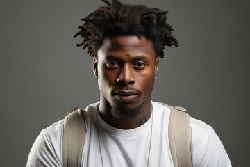 Fototapeta premium Portrait of a young sporty african man on a gray background