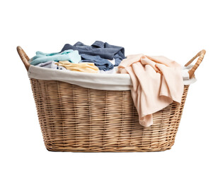 wicker laundry basket isolated on a transparent background