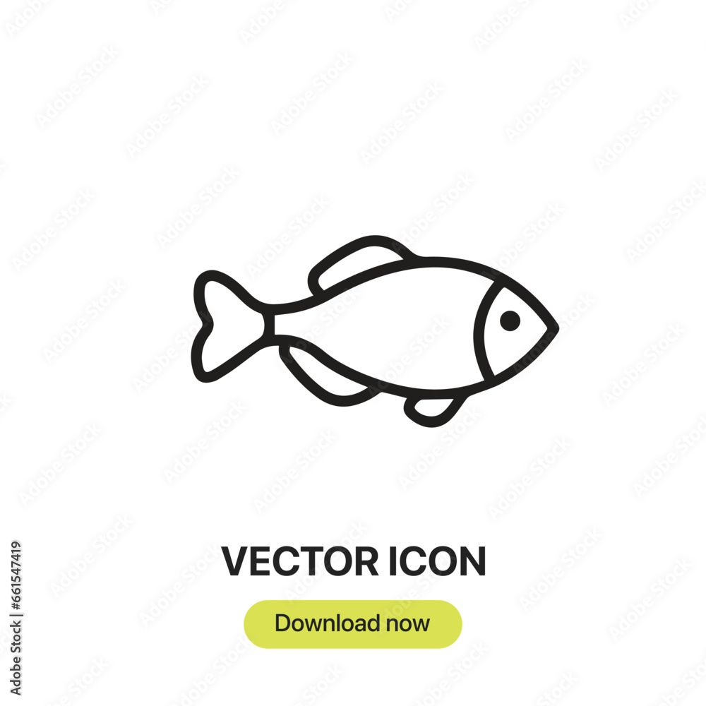 Poster fish icon vector. linear-style sign for mobile concept and web design. fish symbol illustration. pix