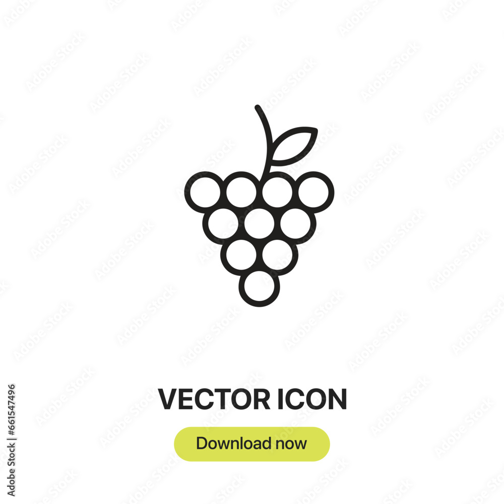 Poster Grapes icon vector. Linear-style sign for mobile concept and web design. Grapes symbol illustration. Pixel vector graphics - Vector.