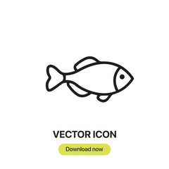 Fish icon vector. Linear-style sign for mobile concept and web design. Fish symbol illustration. Pixel vector graphics - Vector.
