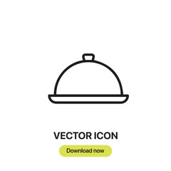Food Tray icon vector. Linear-style sign for mobile concept and web design. Food Tray symbol illustration. Pixel vector graphics - Vector.