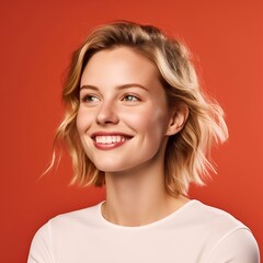 Naklejka premium portrait of a woman. Profile picture white woman in her 60s, front look. creating ai