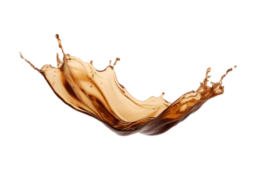 Foto op Canvas brownish coffee or chocolate splash isolated on a transparent background, coffee splashing © graphicbeezstock