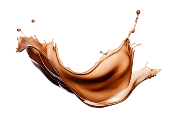 Fototapeten brownish coffee or chocolate splash isolated on a transparent background, coffee splashing © graphicbeezstock