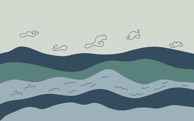 Modern Abstract Landscapes Vector EPS