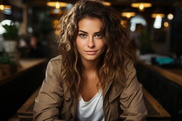 Obraz premium Young woman in the cafe