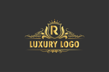Brand luxury latter golden logo design	
