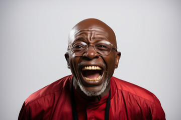 Senior african american man in casual clothes on a white background