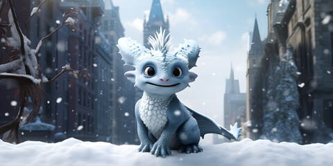 "Icy Discovery: Baby Dinosaur's Winter Realm" | Background Design | AI Generated Artwork