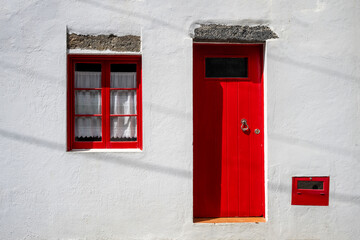 Fototapeta premium House window and door in Ponta Delgada on the Island of Sao Miguel in the Azores