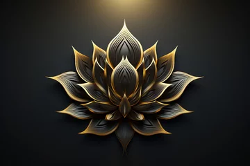 Zelfklevend Fotobehang Creative illustration generative ai picture zen lotus flower on water meditation harmony spirituality concept © Tetiana