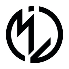 MJ, Initial, Letters looping linked circle elegant Logo white black background