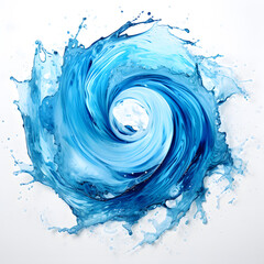Whirlpool blue water isolated on white background - obrazy, fototapety, plakaty