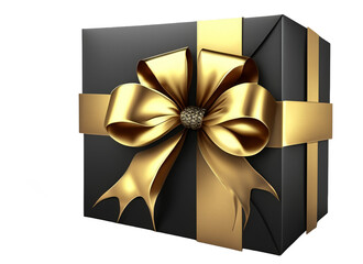 black gift box with golden ribbon