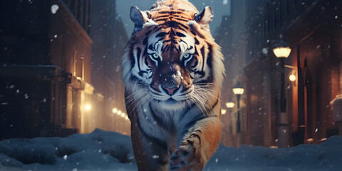 "Frozen Majesty: Tiger's Winter Domain" | Background Design | Generative AI Artwork