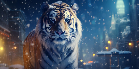 "Frozen Majesty: Tiger's Winter Domain" | Background Design | Generative AI Artwork