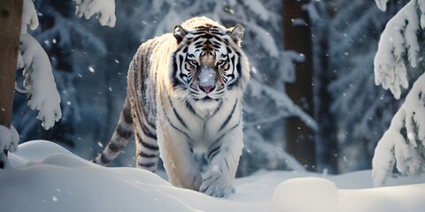 "Frozen Majesty: Tiger in the Snowy Silence" | Background Desgin | AI Generated Atwork