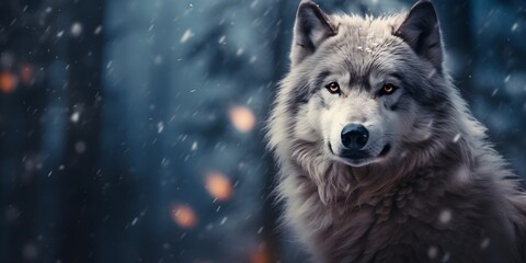 "Snowy Solitude: The Lone Wolf's Winter Domain" | Background Design | AI Generated Artwork