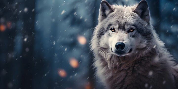 "Snowy Solitude: The Lone Wolf's Winter Domain" | Background Design | AI Generated Artwork