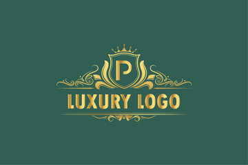 Brand luxury latter golden logo design